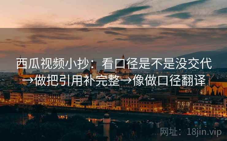 西瓜视频小抄:看口径是不是没交代→做把引用补完整→像做口径翻译